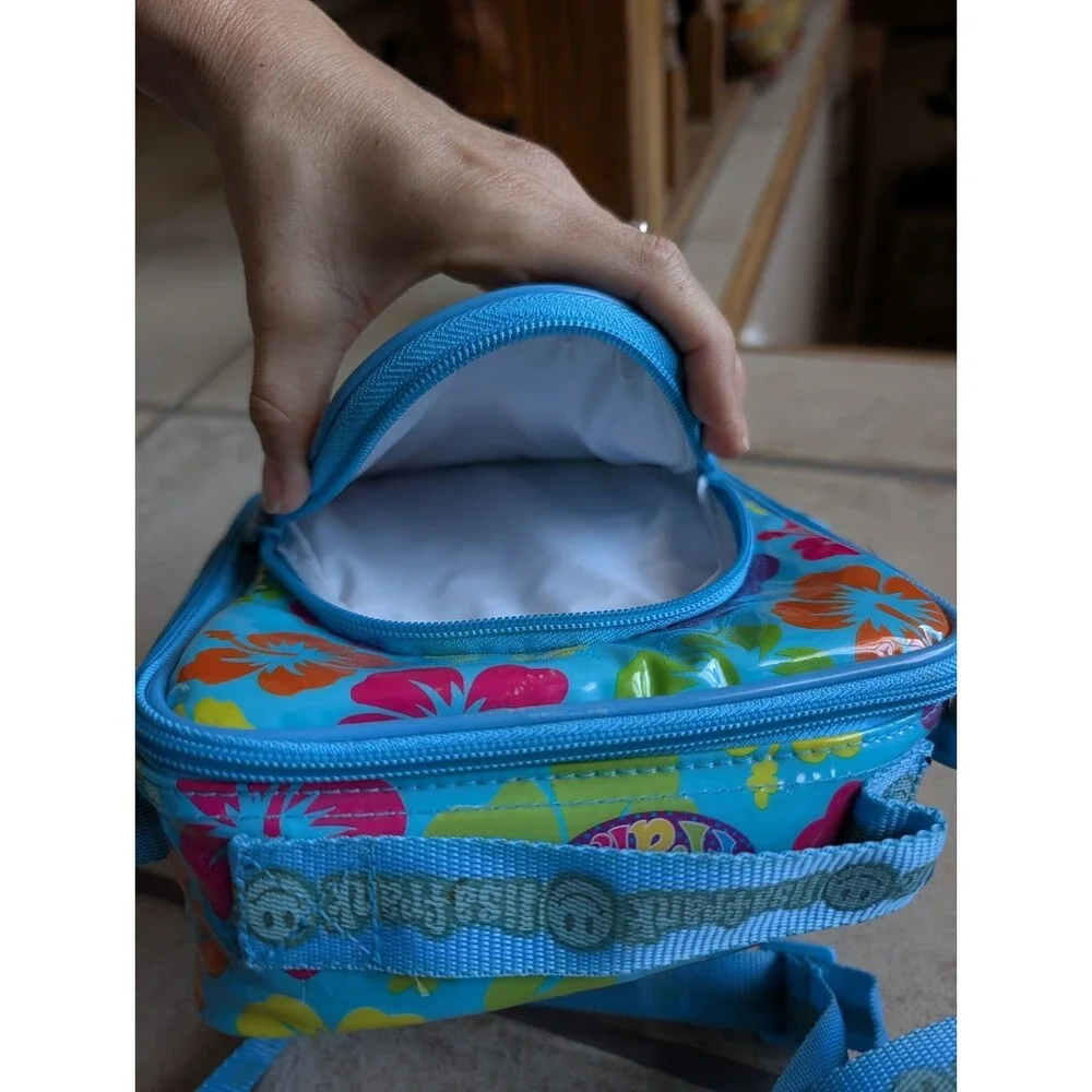 Vintage 90s Lisa Frank Insulated Lunch Box Surfer Girl Long Strap 2 Compartments